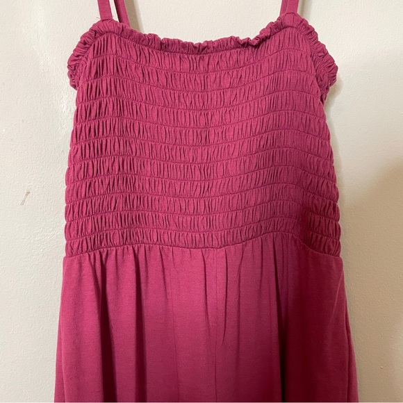 NWT Gap S Petite Smocked Jumpsuit in Pink Rose Summer Wide Legs sleeveless - Picture 4 of 7